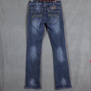 Cowgirl Tuff Jeans Womens 26x35 (Fits 28x34) Blue Dark Dont Fence Me In Bootcut